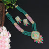 Pink & Rama Green Color Hand Painted Kundan Meenakari Necklace Set (MKN445PNKRGRN)