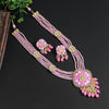 Pink Color Hand Painted Kundan Meenakari Necklace Set (MKN445PNK)