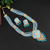 Sky Blue Color Hand Painted Kundan Meenakari Necklace Set (MKN445SBLU)