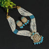 Firozi Color Long Meenakari Necklace Set (MKN449FRZ)