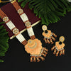 Peach Color Kundan Meenakari Long Necklace Set (MKN460PCH)