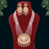 Pink Color Kundan Meenakari Long Necklace Set (MKN464PNK)