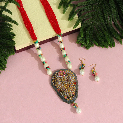 Multi Color Hand Painted Meenakari Necklace Set (MKN470MLT)