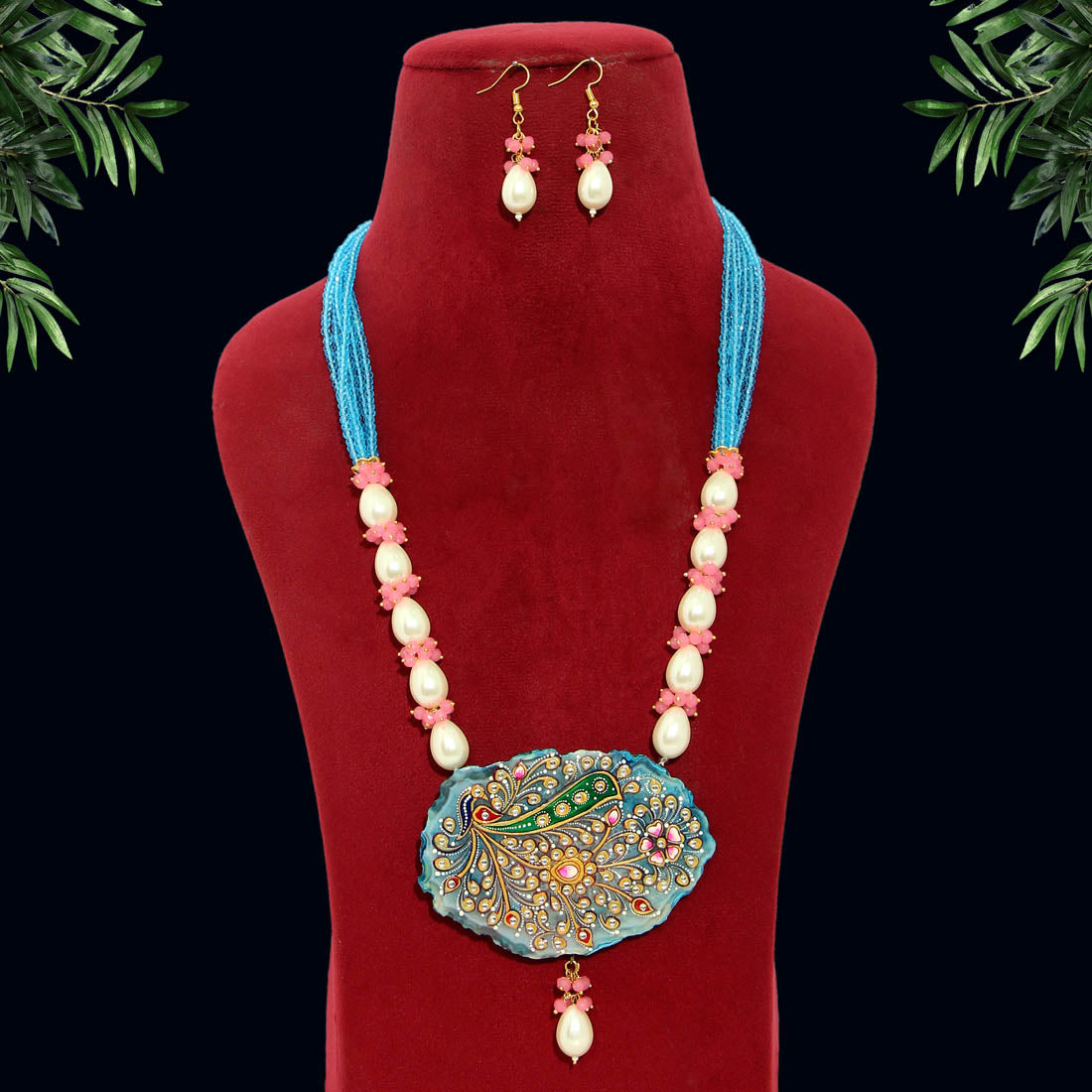 Multi Color Hand Painted Meenakari Necklace Set (MKN473MLT)