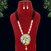 Multi Color Radha Krishna Hand Painted Meenakari Temple Necklace Set (MKN475MLT)