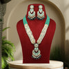 Rama Green Color Kundan Meenakari Necklace Set (MKN486RGRN)