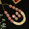 Red Color Kundan Meenakari Necklace Set (MKN495RED)