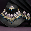 Teal Blue Color Kundan Meenakari Necklace Set (MKN498TBLU)