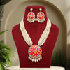 Red Color Kundan Meenakari Necklace Set (MKN516RED)
