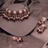 Maroon Color Choker Meenakari Necklace Set (MKN551MRN)