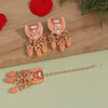 Peach Color Choker Meenakari Necklace Set (MKN551PCH)