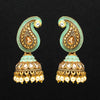Rama Green Color Glass Stone Mint Meena Earrings (MNTE160RGRN)