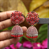 Red Color Mint Meena Oxidised Earrings (MNTE412RED)