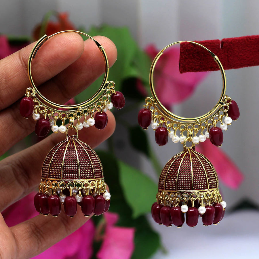 Buy 4 Tier Wooden Rounds Dark Purple Color Large Size Dangling Wooden  Fashion Hoop Earrings Online in India - Etsy