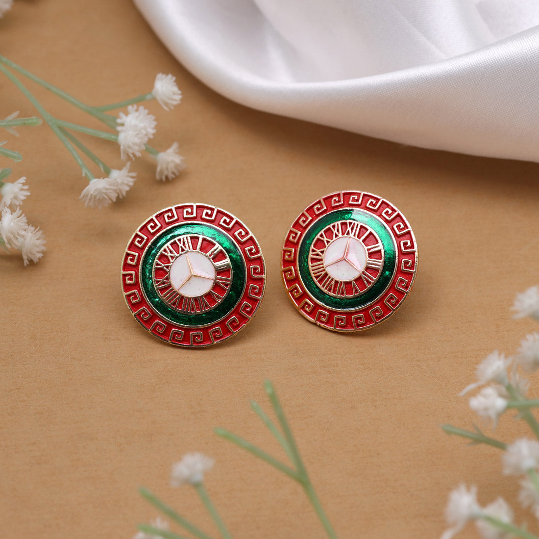 Maroon Color Mint Meena Earrings (MNTE462MRN)