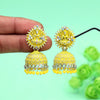 Yellow Color Goddess Lakshmi Mint Meena Earrings (MNTE472YLW)