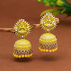 Yellow Color Goddess Lakshmi Mint Meena Earrings (MNTE472YLW)