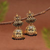 Black Color Goddess Lakshmi Oxidised Mint Meena Earrings (MNTE478BLK)