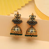 Green Color Goddess Lakshmi Oxidised Mint Meena Earrings (MNTE478GRN)