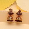 Maroon Color Goddess Lakshmi Oxidised Mint Meena Earrings (MNTE478MRN)