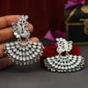 Silver Color Kundan Mirror Earrings (MRE106SLV)