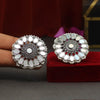 Silver Color Kundan Mirror Earrings (MRE112SLV)