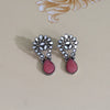 Pink Color Oxidised Mirror Earrings (MRE119PNK)