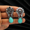 Rama Green Color Oxidised Mirror Earrings (MRE119RGRN)