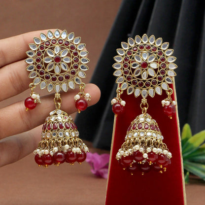 Maroon Color Mirror Earrings (MRE125MRN)