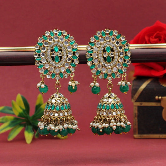 Green Color Mirror Earrings (MRE126GRN)