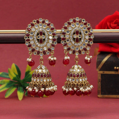 Maroon Color Mirror Earrings (MRE126MRN)