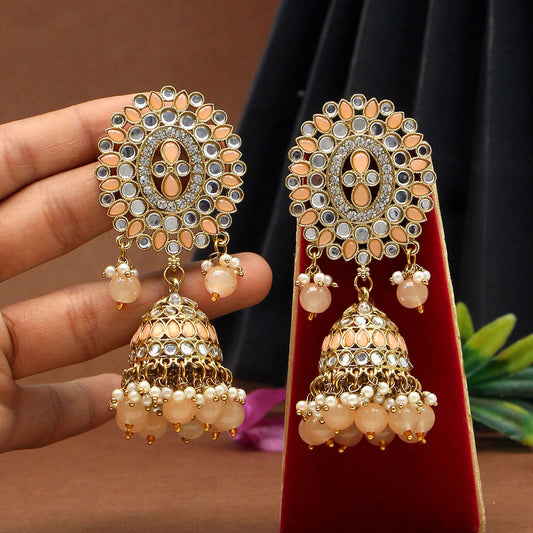 Peach Color Mirror Earrings (MRE126PCH)