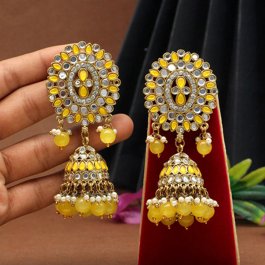 Yellow Color Mirror Earrings (MRE126YLW)