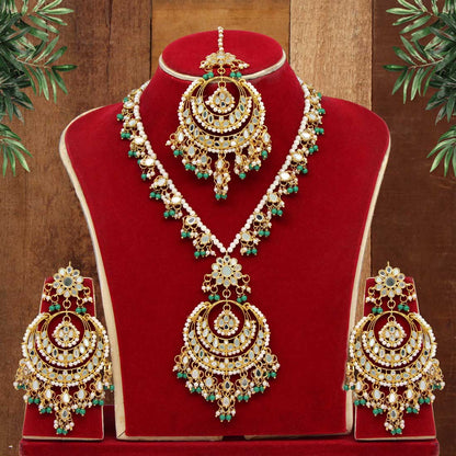 Green Color Kundan Mirror Necklaces Set (MRN107GRN)