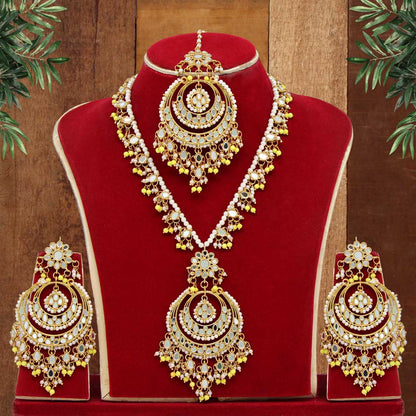 Yellow Color Kundan Mirror Necklaces Set (MRN107YLW)