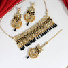 Black Color Kundan Mirror Choker Necklace Set (MRN108BLK)