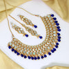 Blue Color Kundan Mirror Necklaces Set (MRN109BLU)