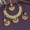 Maroon & Green Color Kundan Mirror Necklaces Set (MRN110MG)