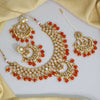 Orange Color Kundan Mirror Necklaces Set (MRN110ORG)