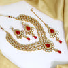 Red Color Kundan Mirror Necklaces Set (MRN112RED)