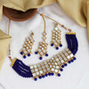 Blue Color Choker Kundan Mirror Necklaces Set (MRN114BLU)
