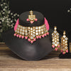 Pink Color Choker Kundan Mirror Necklaces Set (MRN114PNK)
