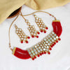 Red Color Choker Kundan Mirror Necklaces Set (MRN114RED)