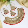 Red Color Kundan Mirror Necklaces Set (MRN117RED)