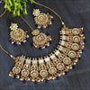 Blue Color Kundan Mirror Necklaces Set (MRN119BLU)