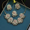 Grey Color Meenakari Mirror Necklaces Set (MRN120GRY)