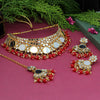 Red Color Kundan Mirror Choker Necklace Set (MRN124RED)