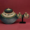 Green Color Kundan Mirror Choker Necklace Set (MRN125GRN)