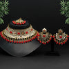 Red Color Kundan Mirror Choker Necklace Set (MRN125RED)