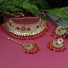 Red Color Kundan Mirror Choker Necklace Set (MRN125RED)